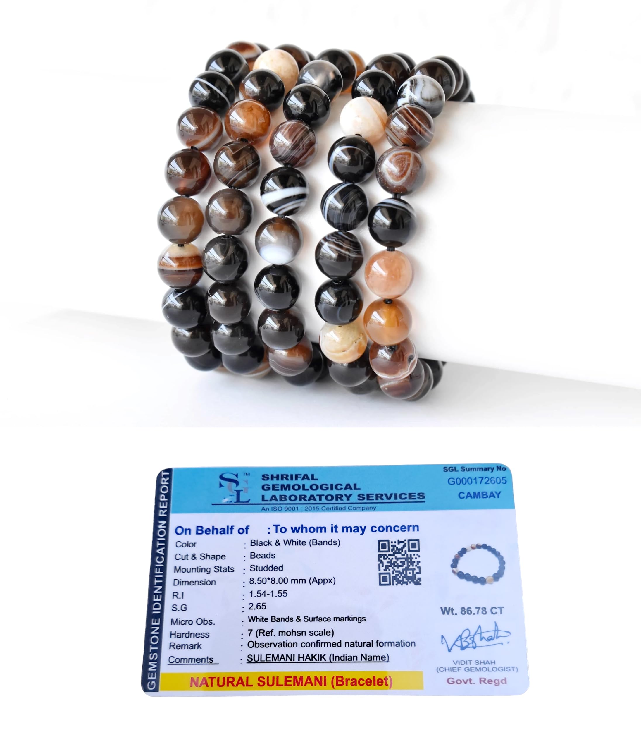 Divinity Crystals Sulemani Hakeeq Bracelet - Natural Semi-Precious Gemstone 8mm Beads for Reiki Healing and Chakra Balance Default Title